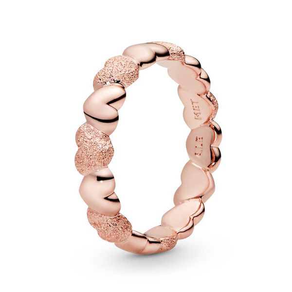 

real ale 925 sterling silver rose gold matte brilliance heart band ring luxury designer jewelry women rings with pandora original gift box