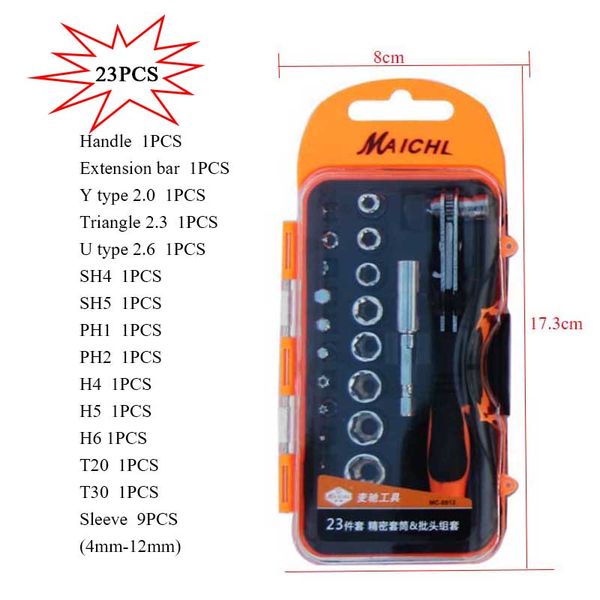 

general purpose tool set socket and screwdriver set 23/29/65p-piece