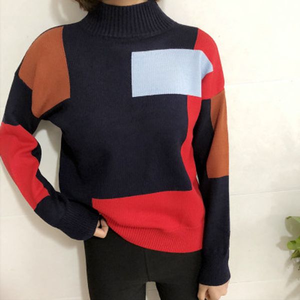 

new sweater women winter autumn knitted sweater warm thincken turtleneck pullover long sleeve fashion stripe womens sweaters, White;black