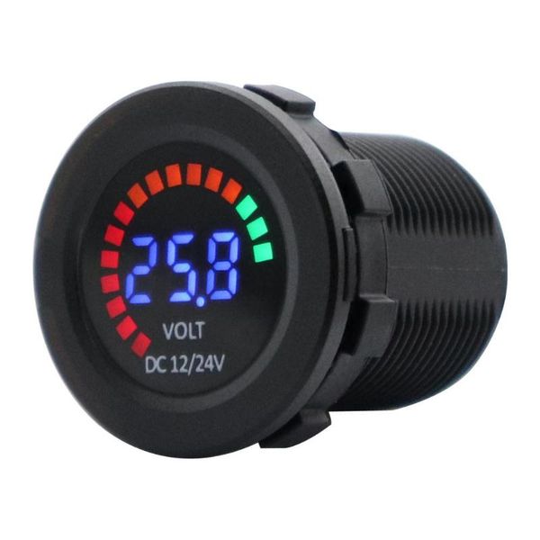 

vodool new dc 12v 24v car motorcycle boat truck voltmeter 3 digit color screen volt gauge meter with low voltage buzzer alarm