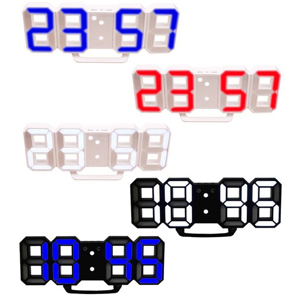 

mirror surface multicolo timepiece alarm clock time home 3d automatic multi-functional gift remind led prompt for horologe