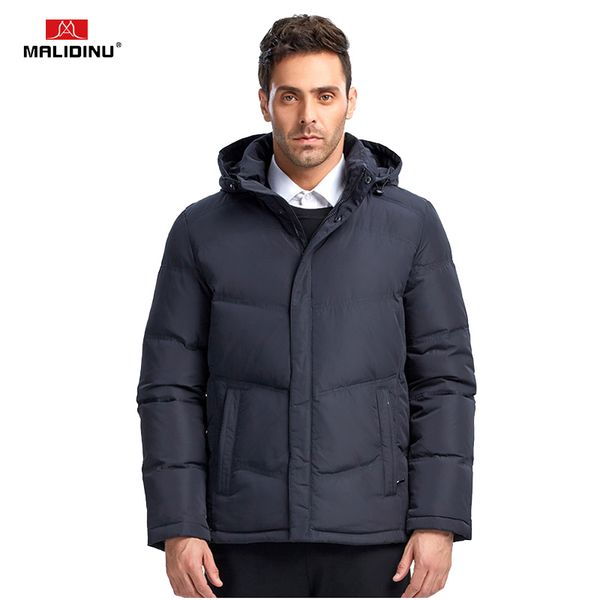 

malidinu 2019 new men down jacket winter jacket brand warm down coat mens jackets detachable hood parka russian style, Black