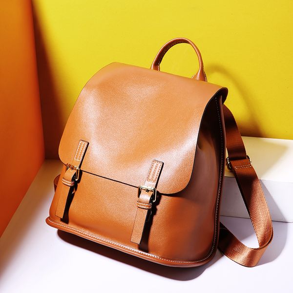 

3 colors backpack 100% real genuine cow leather cowhide women female second layer cow leather school backpacks