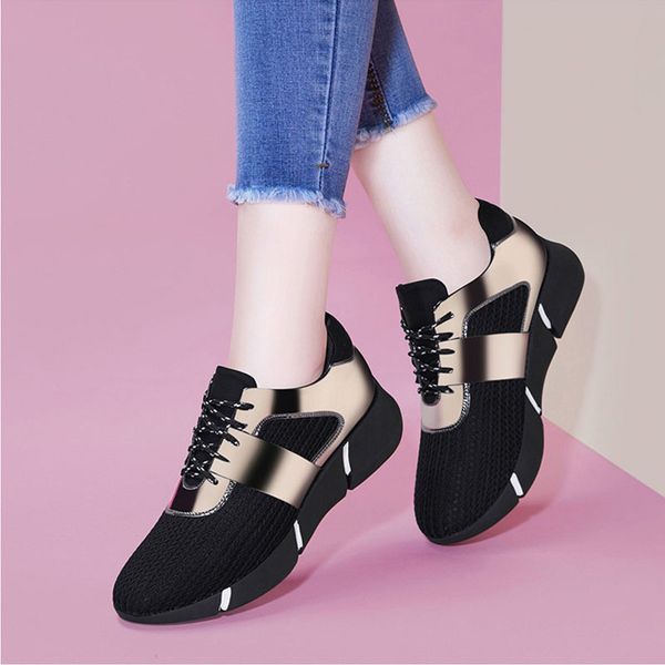 

casual couple women's shoes designer sports fashion leather lace up running shoes mixed colors, Black