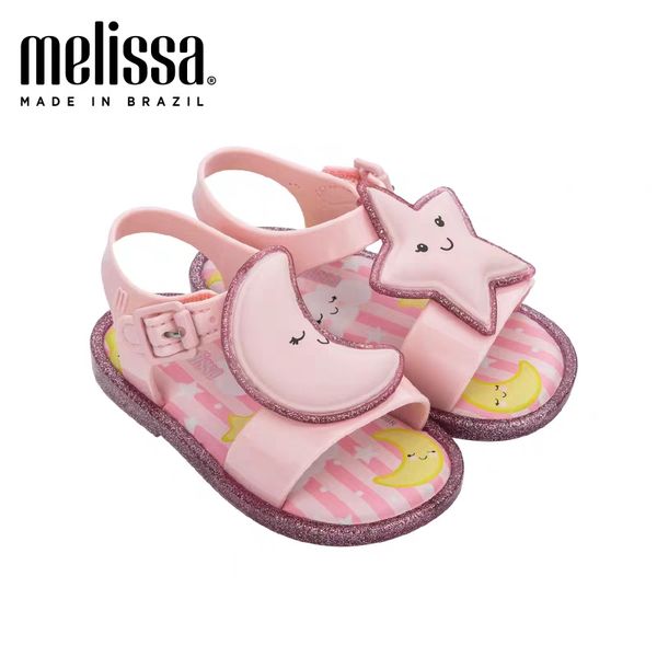 

mini melissa kids cartoon sandals 2020 new stars moon girls shoes sandals kids beach melissa children shoes non-slip, Black;red