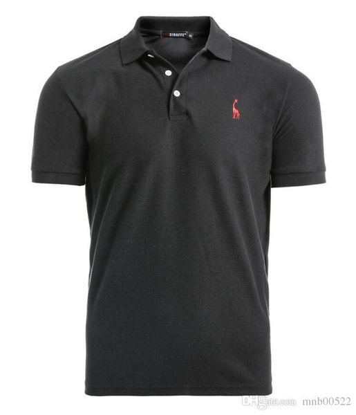 

sale summer men's short-sleeved polo shirt lapel solid color embroidery deer casual t-shirt cotton breathable men's shirt, White;black