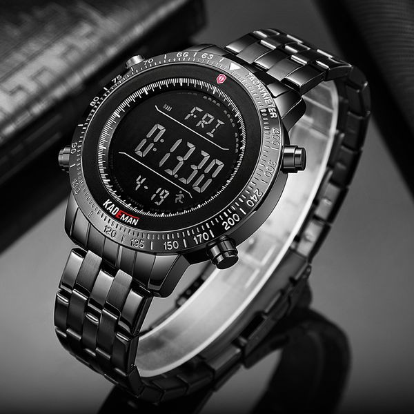 

kademan 2019 luxury mens'watches tech sport step counter digital watch brand quality 3atm full steel lcd military wristwatch ly191213, Slivery;brown