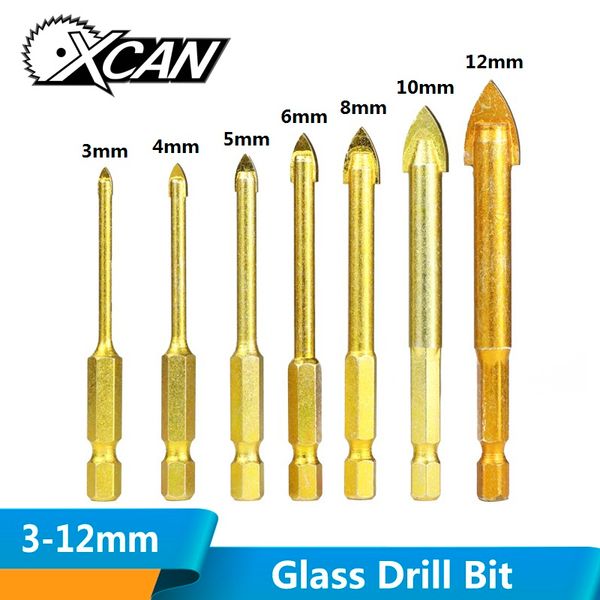 

5 pieces 1/4'' hex shank tungsten carbide tct glass drill bits set titanium coated power tools accessories wall/glass hole drill