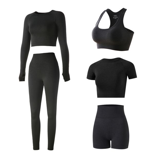 

2/3/5pcs seamless women yoga set workout sportswear gym clothing fitness long sleeve crop high waist leggings sports suits