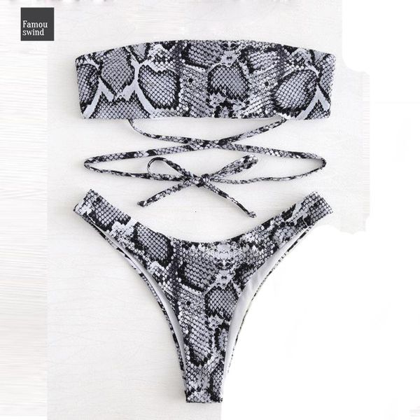 

бикини женщины sexy snake купание 2019 бандо бинты купальник push up biquinis padded bra thong beach майо de bain, White;black