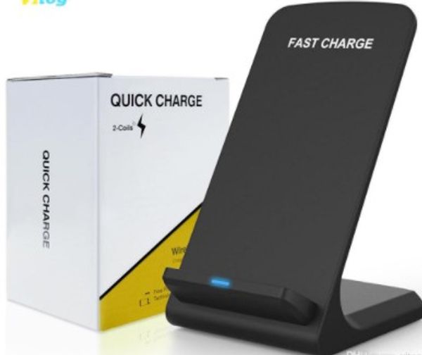 

new 2 coils qi wireless charger fast wireless charger stand pad for iphone x 8 8plus samsung xiaomi