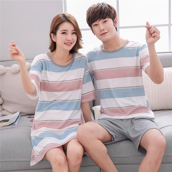 

womens pajamas sets cartoon couple men pajama set short sleeve cartoons woman nightgowns indoor clothing pyjamas women sleepwear, Black;red