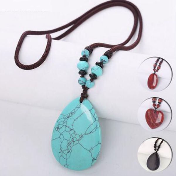 

natural stone quartz pendant necklace for women statement long necklace natural stone pendant gem short crystal jewelry, Silver