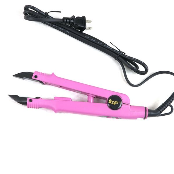 

1pc pink color loof heat fusion connector adjustable temperature flat u tip hair extension iron keratin bonding tools, Black;brown