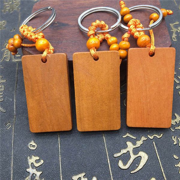 

natural wooden keychains diy blank rectangle keyring wholesale gift for men women