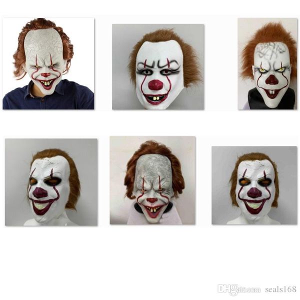 

new halloween mask for silicone movie stephen king joker mask full face horror clown latex mask party cosplay prop masks 5 styles hh9-2436