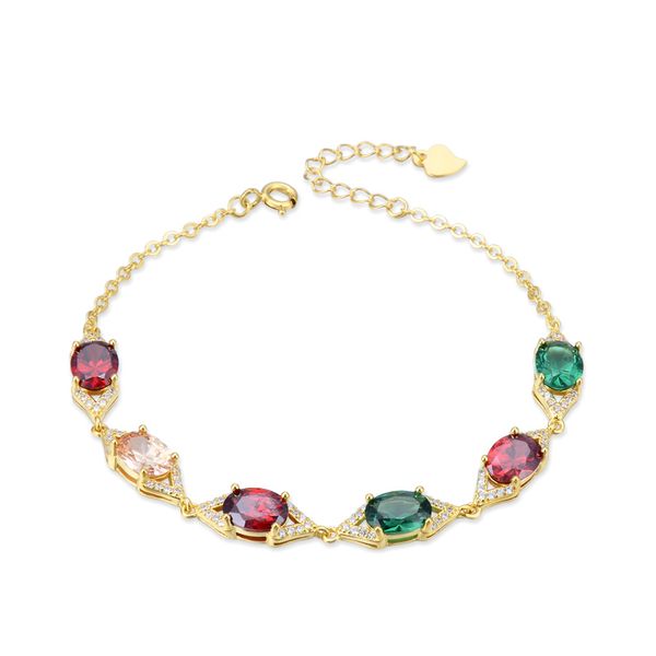 

17.5 cm wholesale bracelet for women fashion jewelry s925 sterling silver zircon bracelet female wedding crystal, Golden;silver