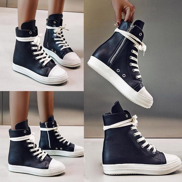 

couple high shoes women's platform sports shoes casual hip-hop flat boots, Black