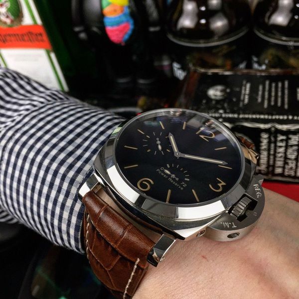 

pam423 leather watches for man automatic wristwatches 47mm, Slivery;brown