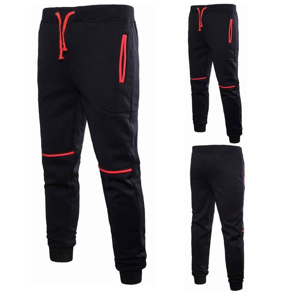 

men pure color pocket overalls casual pocket sport work casual trouser pants 124, Black