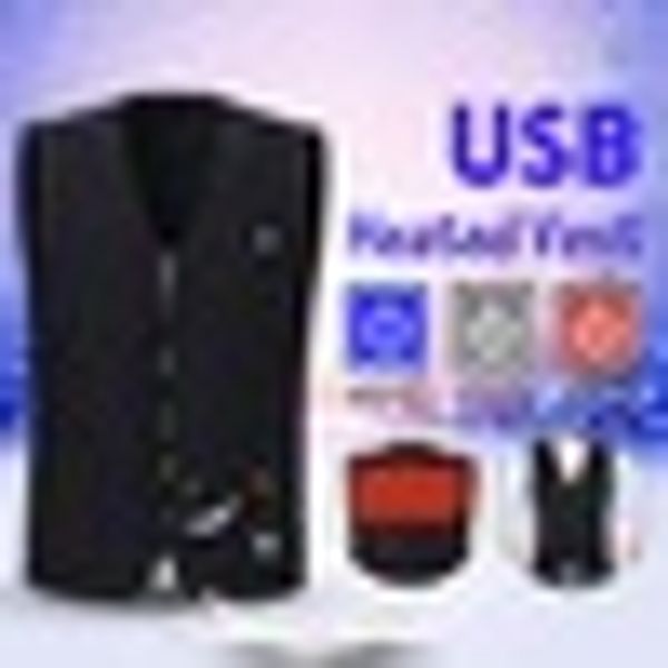 

mens winter heated usb sleeveless vest jacket heating wind resistant coats warm