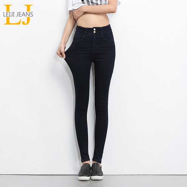 

2018 leijijeans new arrival stretch well 3 colors plus size high waist full length for four seasons women skinny pencil jeans, Blue