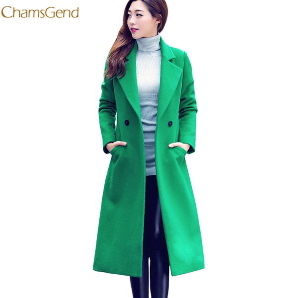 

chamsgend jacket womens fashion autumn winter long woolen coat overcoat parka outwear cardigan wool & blends l0111, Black
