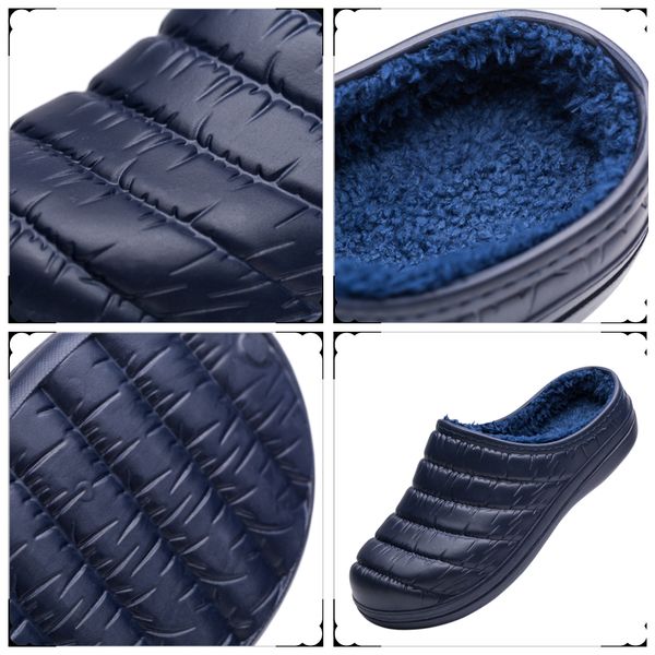 

new warm men cotton slippers winter plush man indoor home shoes eva waterproof soft male footwear plush fur slippers men, Black