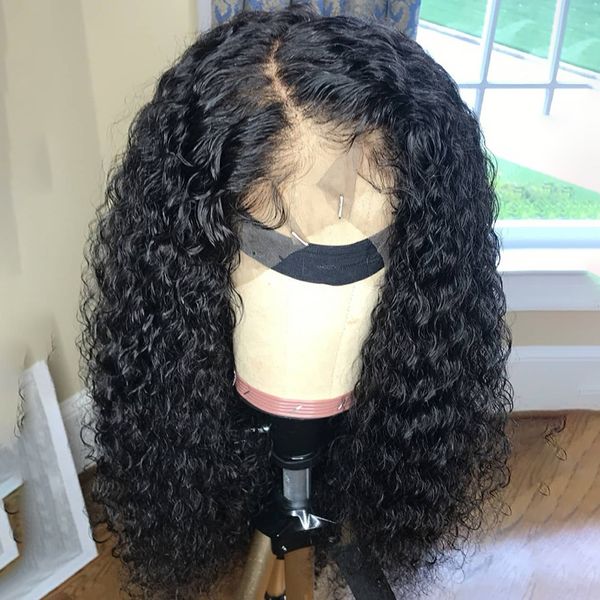 

lace front human hair wigs curly brazilian remy hair wigs pre plucked with natural baby hair, Black