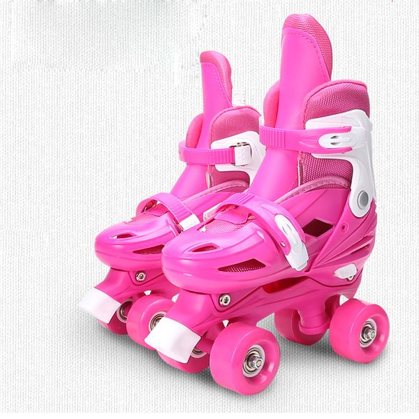 

kid's roller skates size adjustable sneakers double row skates for children two line skating shoes patines red blue pink ib94