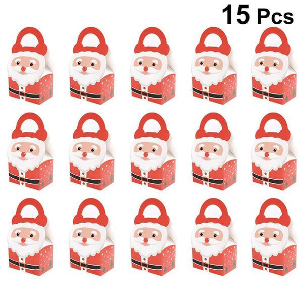 

15pcs christmas packaging boxes santa claus candy cookie container cartoon gift tote bag storage box for xmas navidad eve party