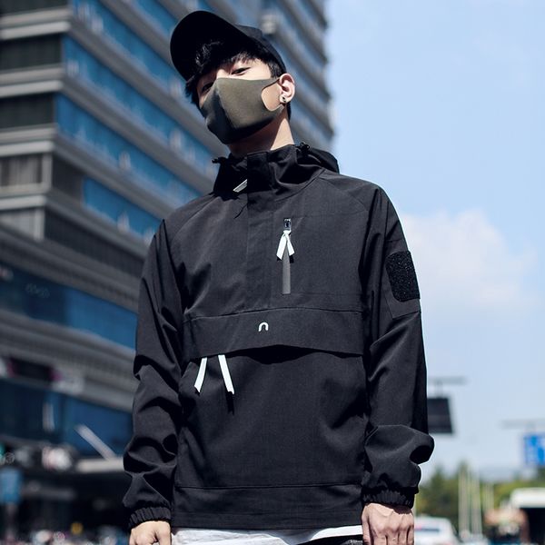 

japanese even hat jacket male 2019 spring new pattern tide loose coat korean student charge clothes windbreaker ing, Black;brown