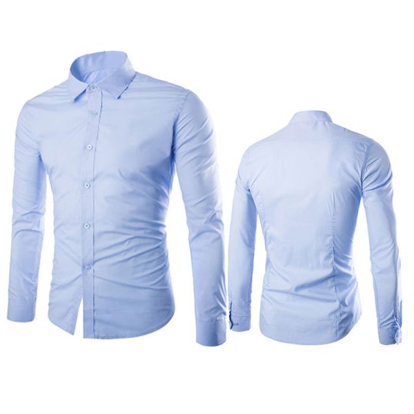 

spring autumn men shirt long sleeve solid color easy-care anti crease man casual shirts -3xl tc21, White;black