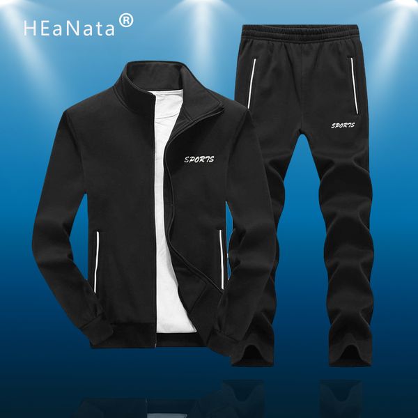 

mens running sportswear sets jacket sweatpants gym fitness bodybuilding two pieces sport jogging suits workout tracksuit men 5xl, Black;blue