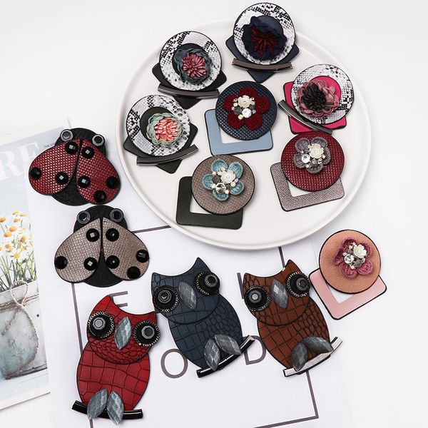 

fashionsnoops charm leather vintage pin brooches for women brooches handmade fashion jewelry women accessories, Gray