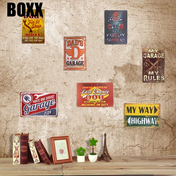 

dad's garage my rules vintage metal tin sign man cave party wall plaque poster garage decoration