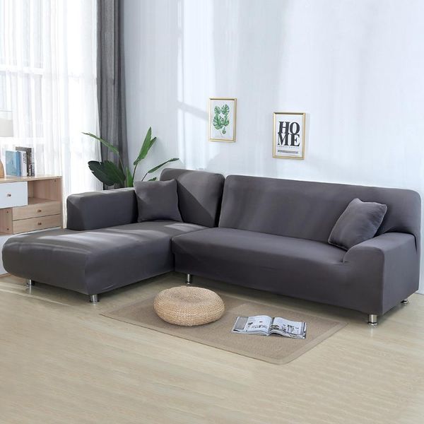 

grey color tight wrap sofa cover elastic needs order 2 pieces sofa cover if l-style sectional corner protector