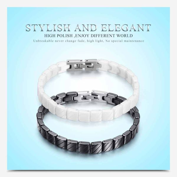 

корейский 7 мм мода керамический браслет для женщин дамы элегантный простой черно-белый браслет ювелирные подарки pulseulira feminina, Golden;silver