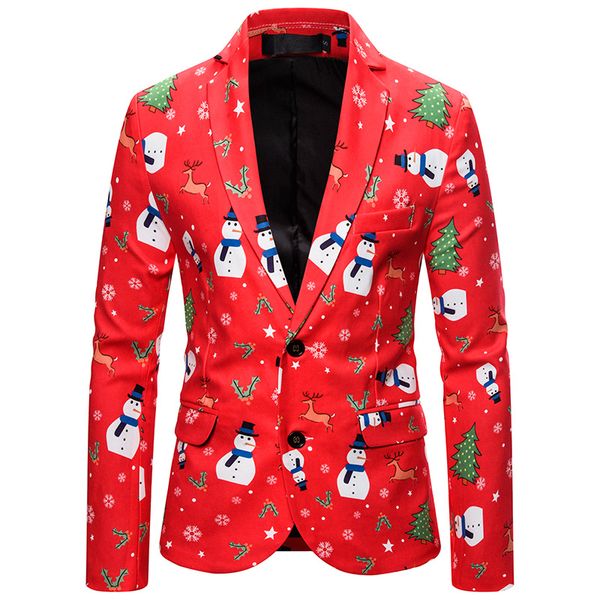 

men's christmas blazer jacket 2019 fashion 3d xmas print suit jacket men party wedding prom tuxedo blazer men terno masculino, White;black