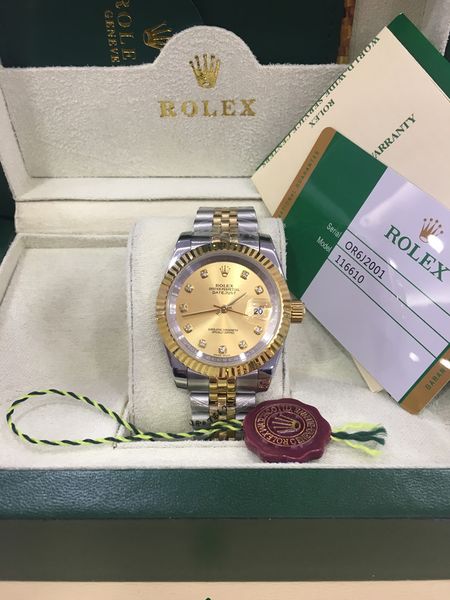 

d ay - date automatic watch original box certificate 41mm 36mm mens woman 26mm 18kt gold president champagne diamond 118238, Slivery;brown