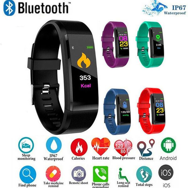 

id115 plus smart bracelet fitness tracker smart watch heart rate watchband smart wristband for apple android cellphones with box