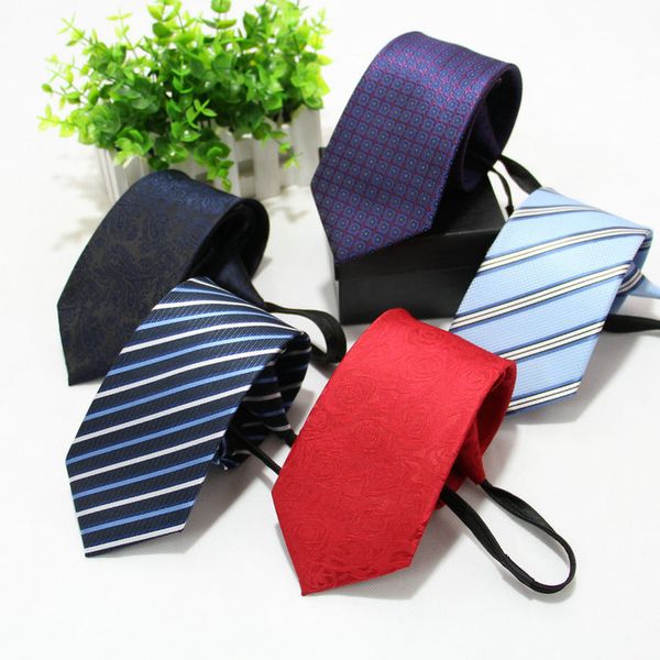 

8cm mens easy to pull zipper tie lazy necktie classic striped neckwear cravat choker business dress wedding party men gift, Blue;purple