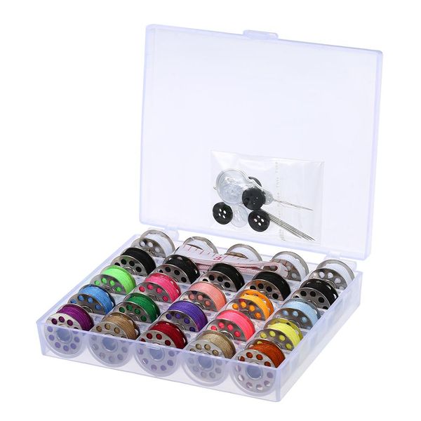 

25pcs mixed colors bobbins white black bobbins thread bobbins sewing accessories supplies kit with storage case needlework tool wvydn