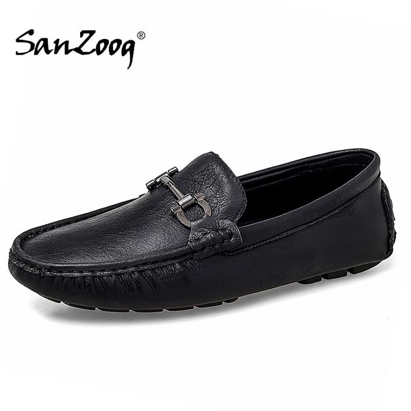 

slip-on men loafers shoes leather mocasines hombre moccasins lofer shoes man casual mens shoe loafer driving loffers big size, Black