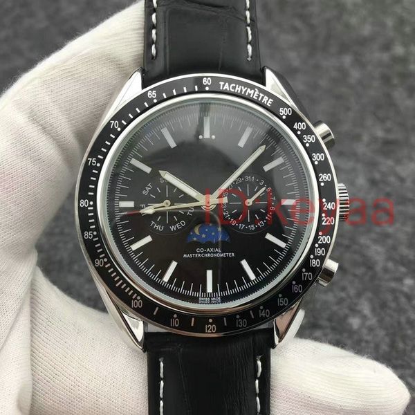 

Leather Top luxury Speed moon Mechanical Mens designer Stainless Steel Automatic Movement Watch Sports watches Self-wind Wristwatches