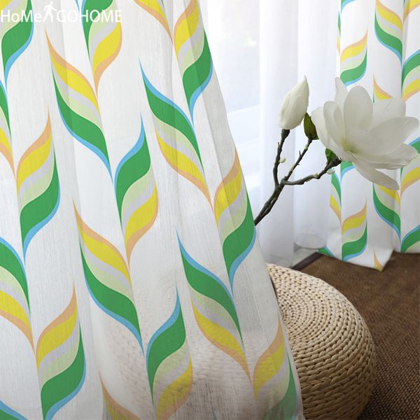 

room decoration green tulle curtains for living room sheer curtains bedroom kids modern luxury print window curtain screening