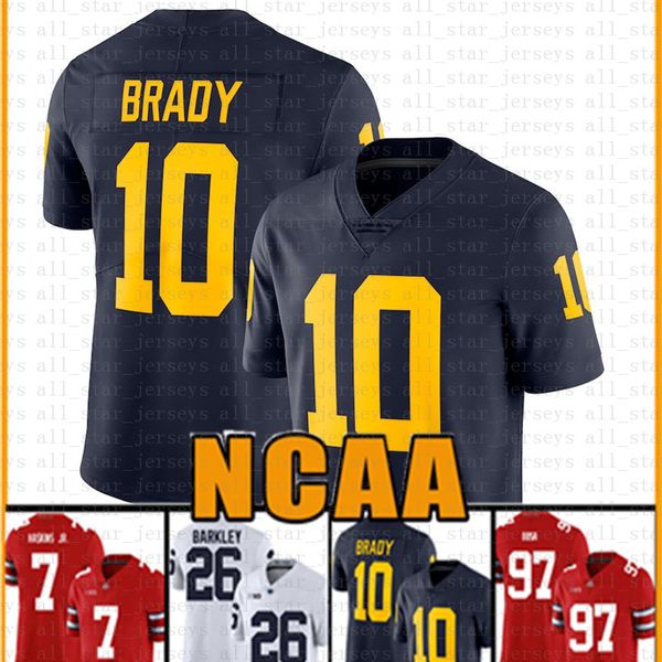 a buon mercato Michigan Wolverines 10 Tom Brady Maglia da football americano 10 Tom Brady 97 Nick Bosa 26 Saquon Barkley Maglie da uomo dult