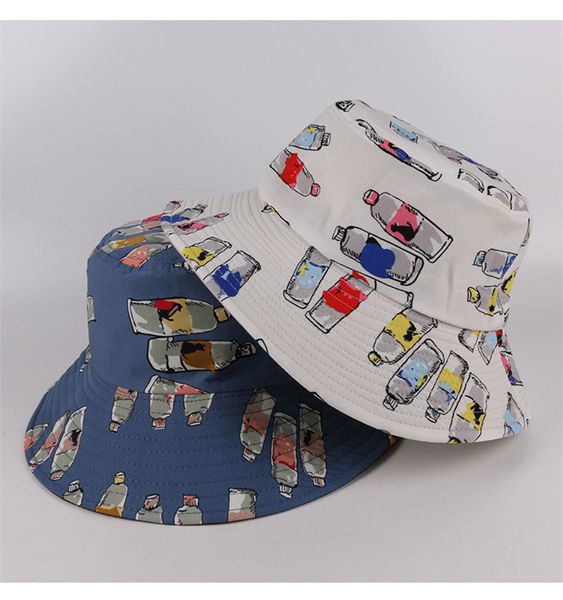 

printed bottle bucket hat fisherman hat outdoor travel sun cap hats for men and women 103