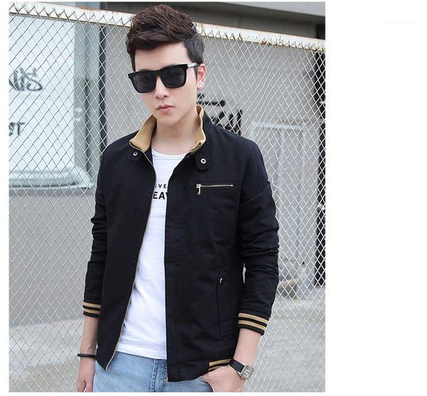 

jackets mens standing collar cotton wash plus size coat youth military casual jacket gentlemen coats mens fashion designer, Black;brown