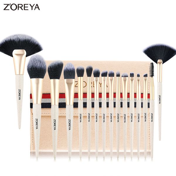 

zoreya makeup brush set 16pcs premium make up brushes powder foundation fan eyeshadow blending brush 2019 new